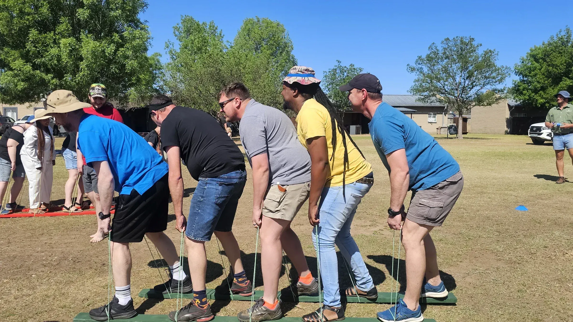 Corporate team taking part in an outdoor challenge at Dimalachite