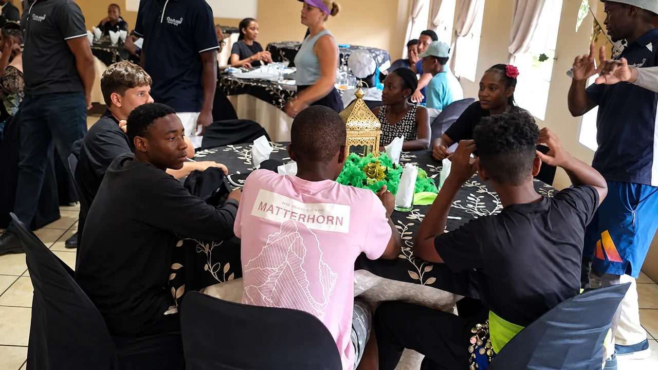 Learners preparing food together at camp