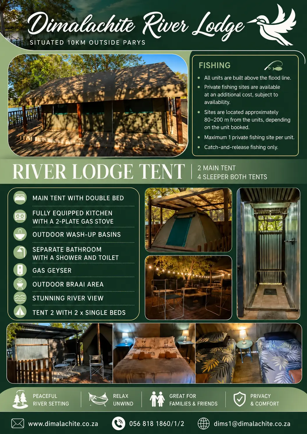 River Lodge Tent accommodation photos and specifications